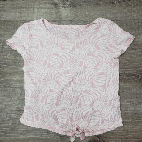 Gap kids Zebra Print Pink Knotted front T-Shirt size xs kids 4-5t - Picture 3 of 5